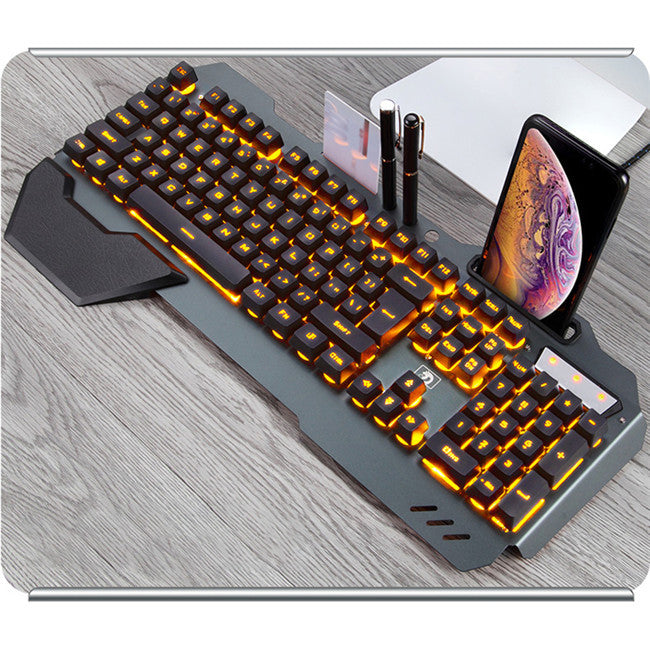 CLAVIER GAMING AVEC SUPPORT - CLAVIER GAMING MÉCANIQUE FILAIRE – CONFORT, PRÉCISION ET ÉCLAIRAGE PERSONNALISABLE.