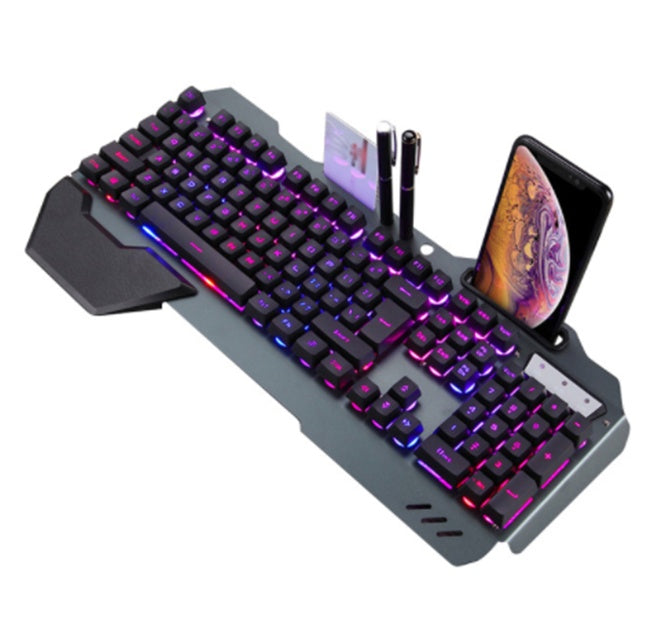 CLAVIER GAMING AVEC SUPPORT - CLAVIER GAMING MÉCANIQUE FILAIRE – CONFORT, PRÉCISION ET ÉCLAIRAGE PERSONNALISABLE.